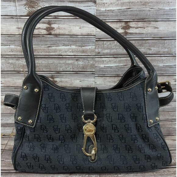Dooney & Bourke Handbags - Dooney & Bourke Signature Logo Lock Handbag Large Purse Bag color Navy Blue